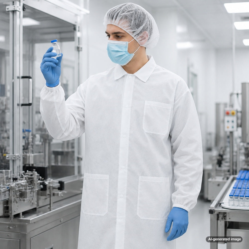 Medgluv White Disposable Lab Coats - With Pockets