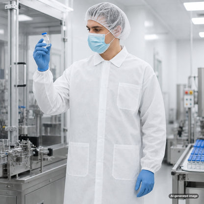 Medgluv White Disposable Lab Coats - With Pockets