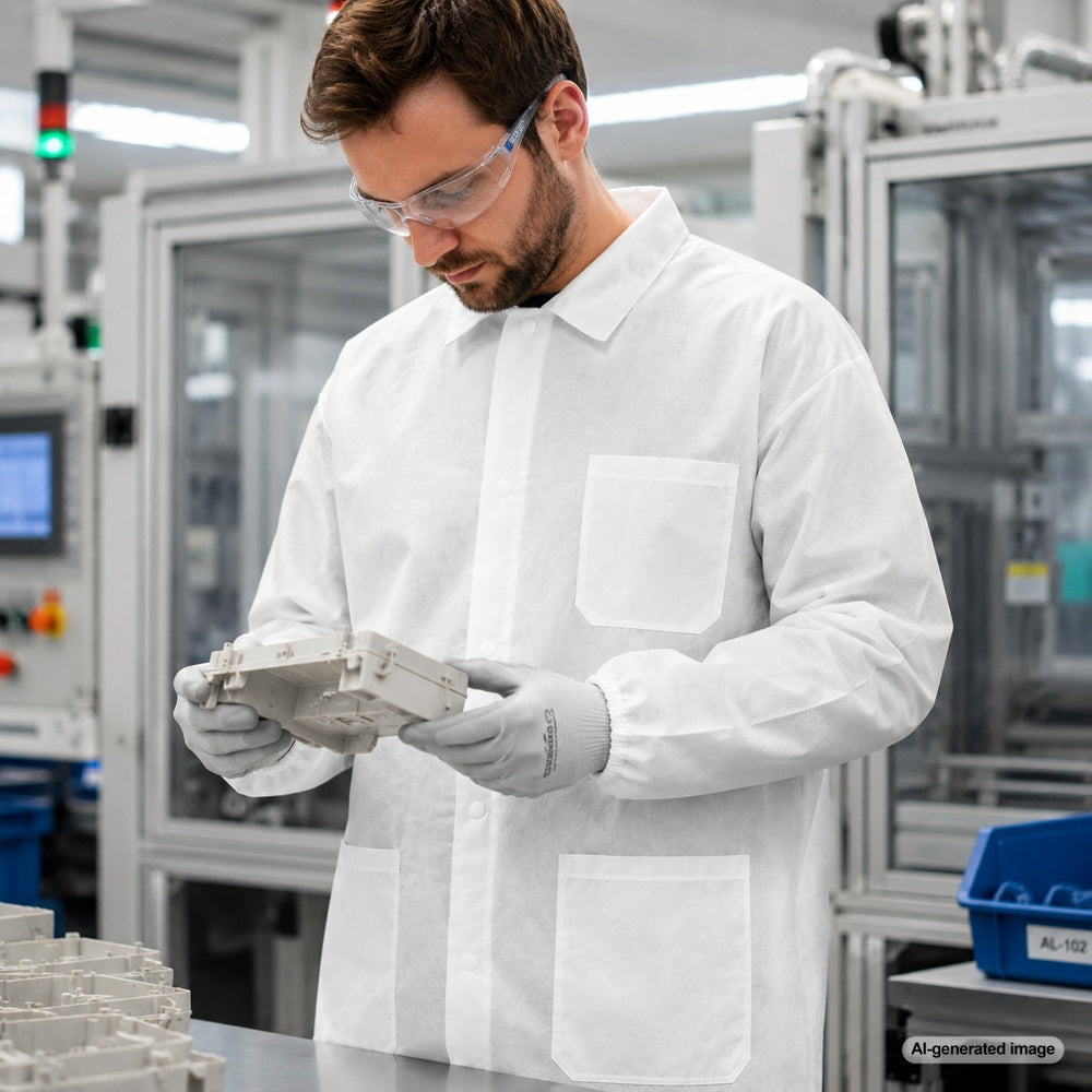 Medgluv White Disposable Lab Coats - With Pockets