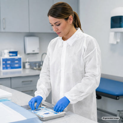 Medgluv White Disposable Lab Coats - Without Pockets