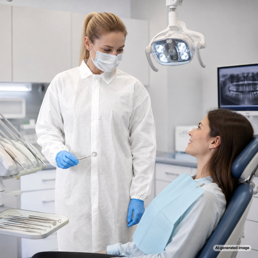 Medgluv White Disposable Lab Coats - Without Pockets