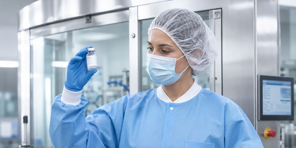 Professional wearing ppe supplies in a clinical setting